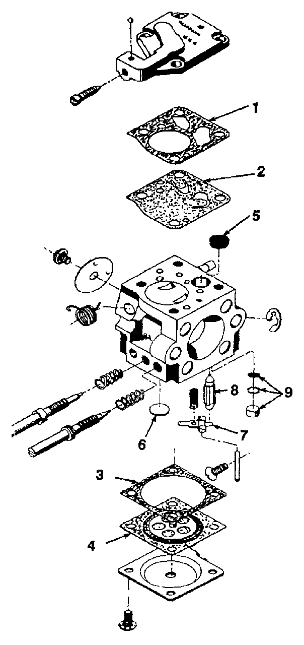 Carburetor Diagram and Parts List for 290 UT-10661 Homelite Chainsaw