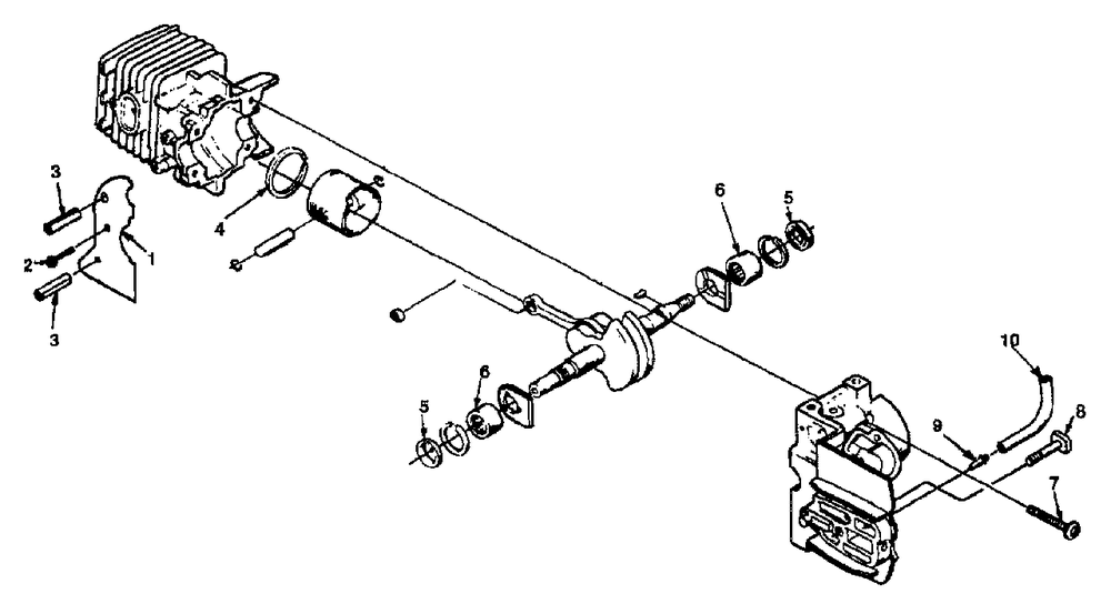 Engine Internals Diagram and Parts List for 192 UT-10729-A Homelite Chainsaw