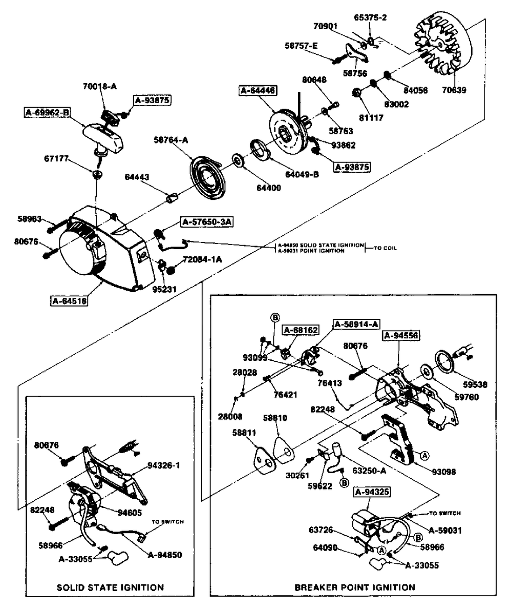 Starter And Ignition Diagram and Parts List for XLS154AXL UT-01297 Homelite Water Pump
