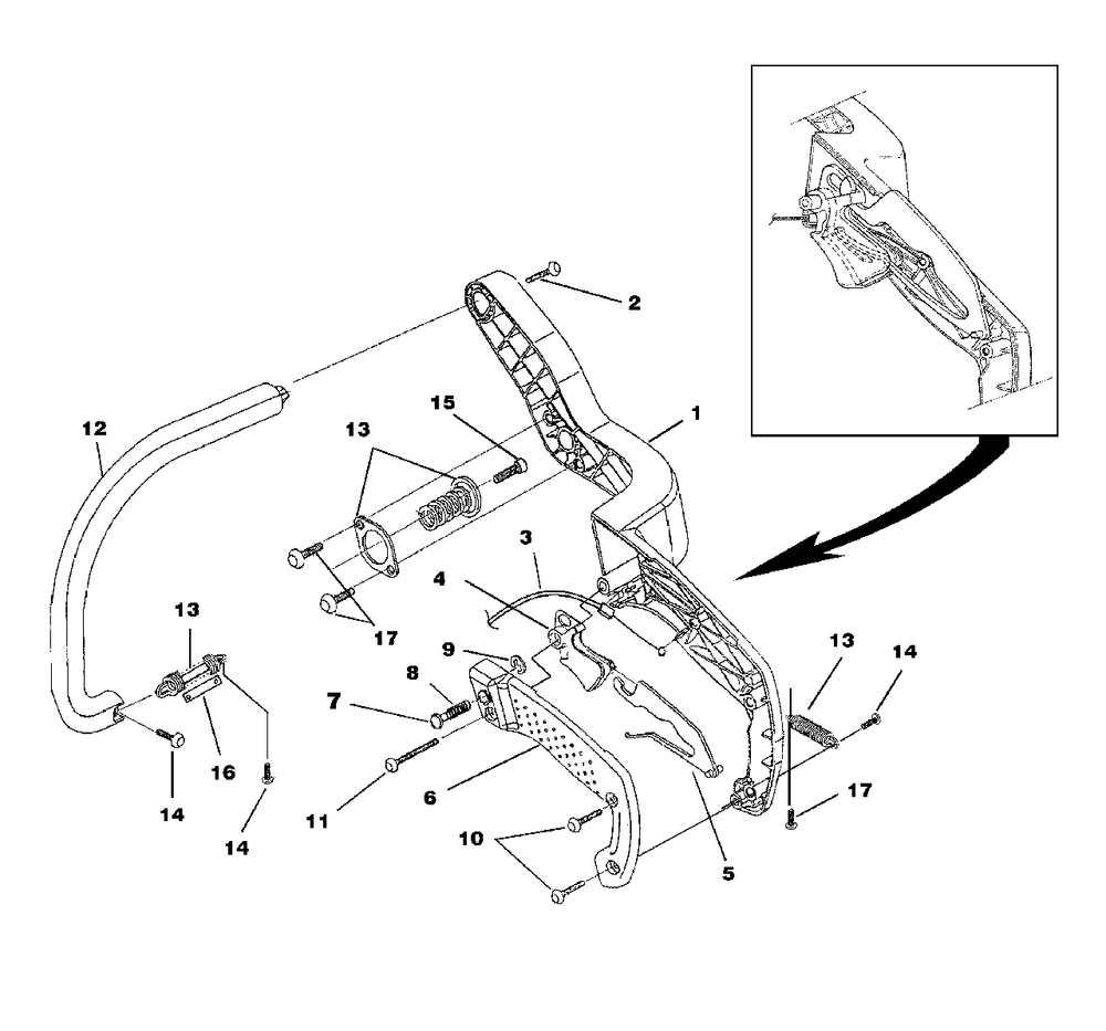 Handles Diagram and Parts List for 20AV UT-10771-A Homelite Chainsaw