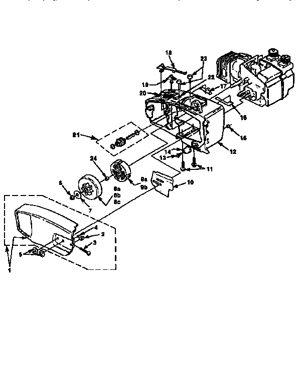 Engine Housing Diagram and Parts List for 240SL-UT10635-B,C,D  Homelite Chainsaw