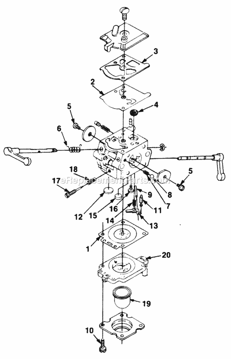 Walbro_Carburetor Diagram and Parts List for AP125 UT-01704-A Homelite Water Pump