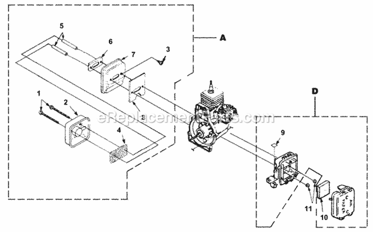 Muffler__Air_Filter Diagram and Parts List for AP125 UT-01711-D Homelite Water Pump