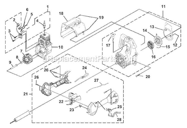 Page C Diagram and Parts List for B25C UT-20768 Homelite Trimmer