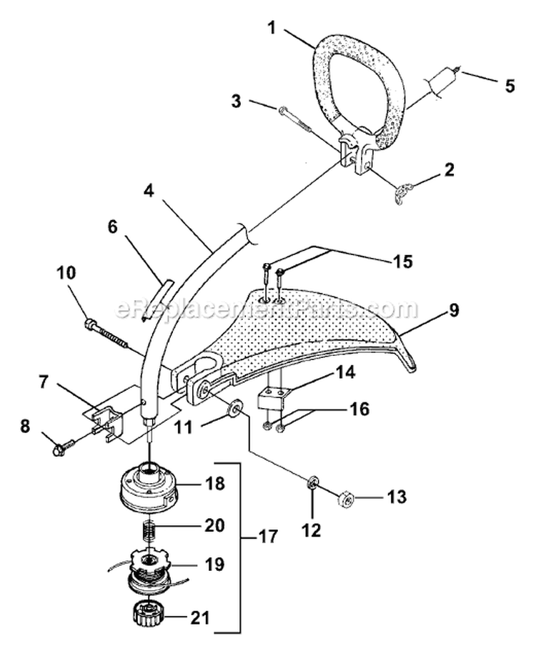 Page E Diagram and Parts List for B25C UT-20768 Homelite Trimmer