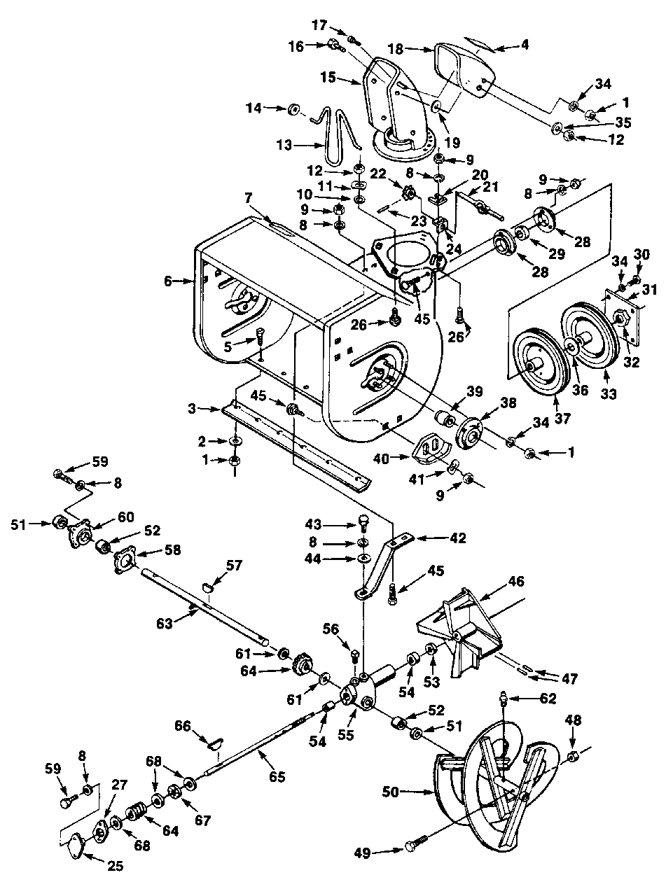Auger Diagram and Parts List for 624 UT-35018-A Homelite Snow Blower