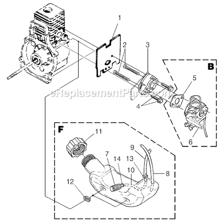 Page A Diagram and Parts List for BC2500AZ UT-15201 Homelite Trimmer
