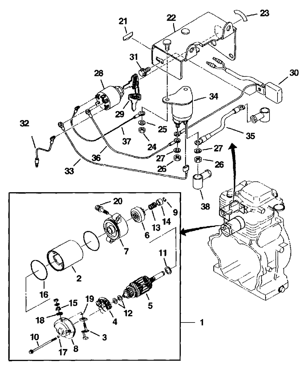 Electric Motor Diagram and Parts List for LRXE4500 UT-03821 Homelite Generator