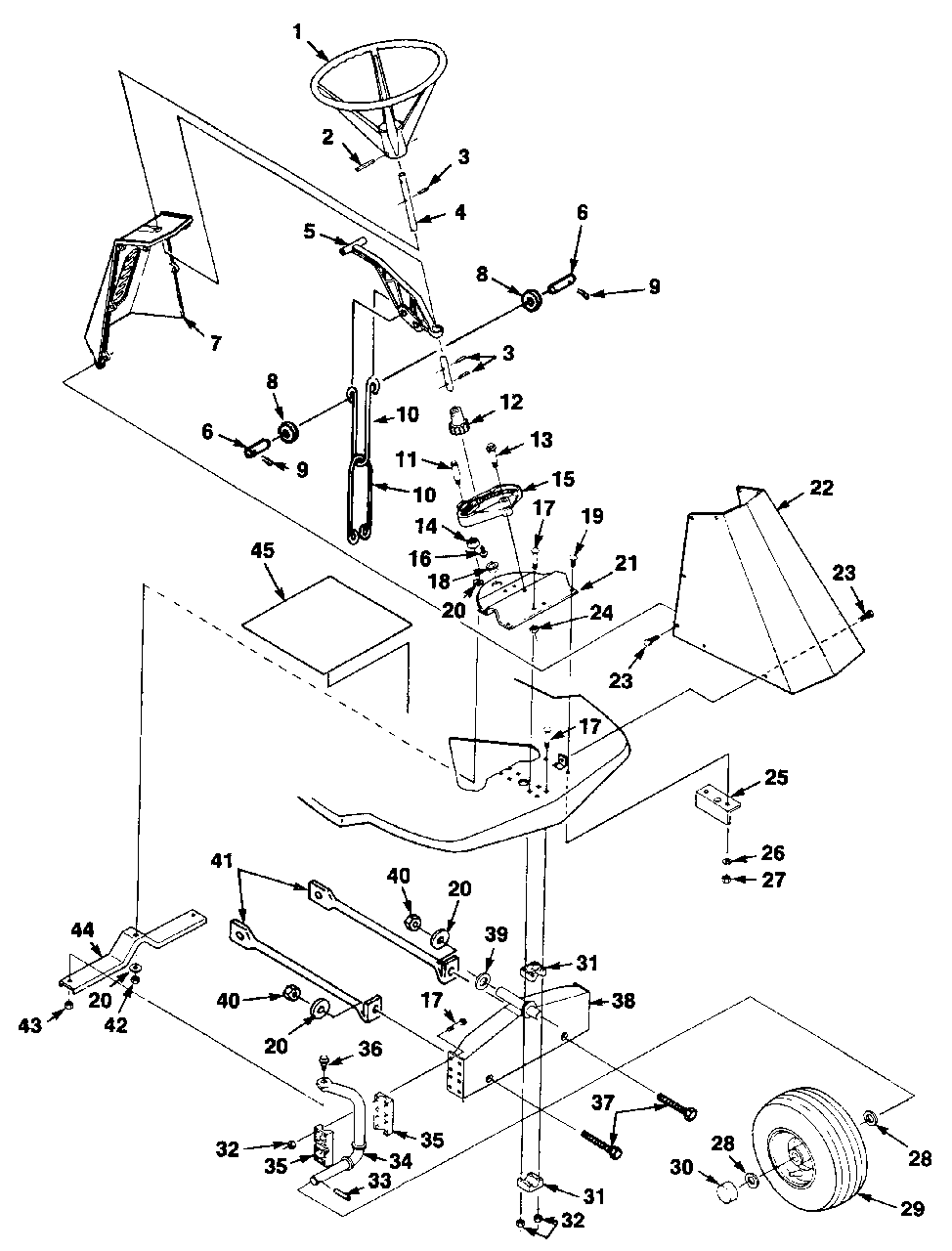 Steering And Mower Lift Diagram and Parts List for HR1230E UT-32030 Homelite Lawn Mower