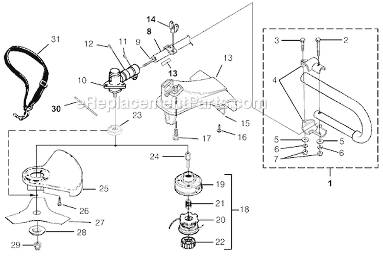 Page E Diagram and Parts List for BC800 UT-15184 Homelite Trimmer