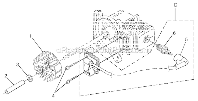 Ignition Diagram and Parts List for BVM160  Homelite Leaf Blower / Vacuum