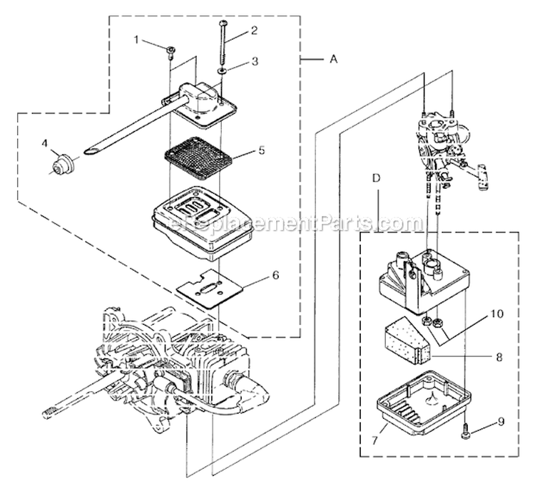 Muffler_-_Air_Cleaner Diagram and Parts List for BVM160  Homelite Leaf Blower / Vacuum