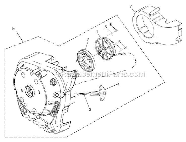 Starter Diagram and Parts List for BVM160  Homelite Leaf Blower / Vacuum