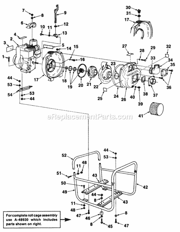 Pump Diagram and Parts List for C150 UT-01565 Homelite Engine