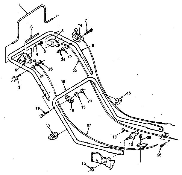 Handle Assembly Diagram and Parts List for HMB-21P4  Homelite Lawn Mower
