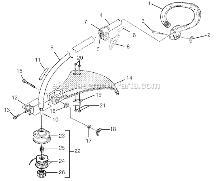 Page E Diagram and Parts List for C300 UT-20775 Homelite Trimmer