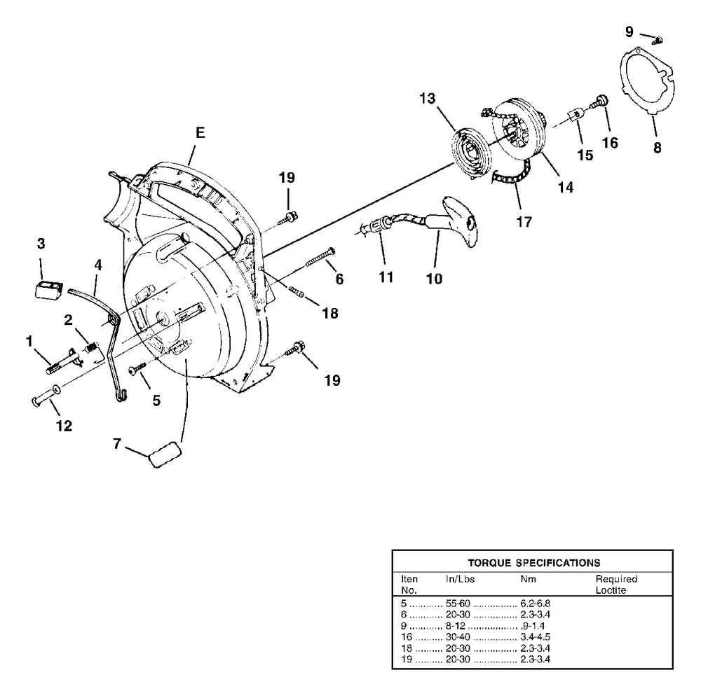 Starter Diagram and Parts List for BP250I UT-08097 Homelite Leaf Blower / Vacuum