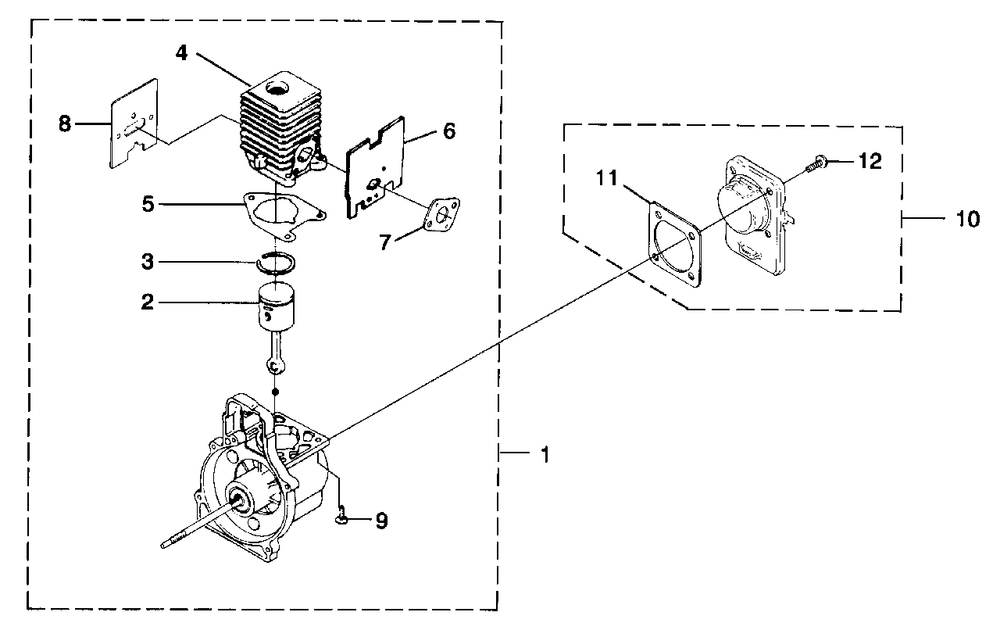 Engine Internal Diagram and Parts List for ST725SC UT-15153 Homelite Trimmer