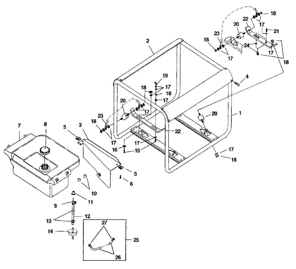 Frame - Fuel Tank Diagram and Parts List for LRXE4500 UT-03821 Homelite Generator