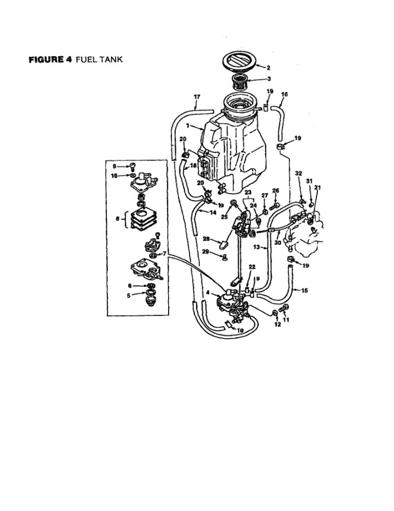 Fuel Tank Diagram and Parts List for UT-04005  Homelite Generator