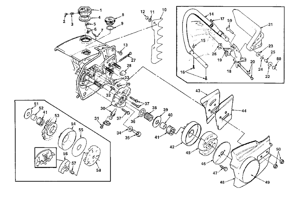 Clutch And Oiler Diagram and Parts List for SUPEREZAO UT-10537-A Homelite Chainsaw