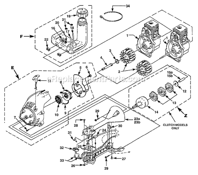 Page C Diagram and Parts List for D630CD UT-20622 Homelite Trimmer