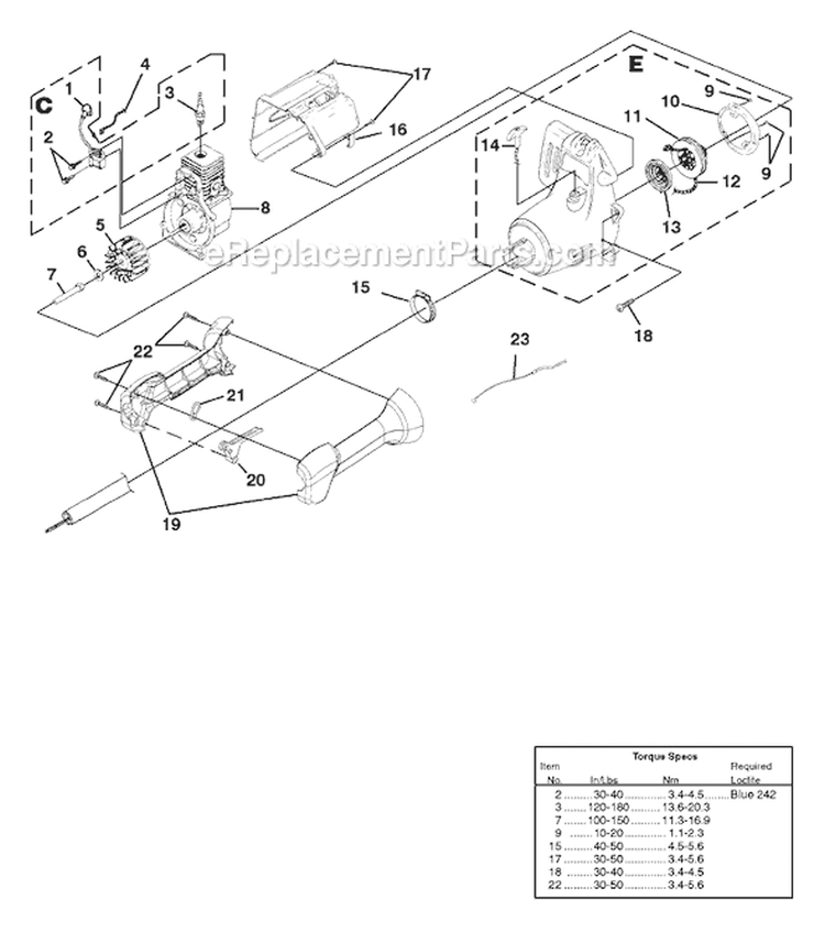 Page C Diagram and Parts List for D725CD UT-20739 Homelite Trimmer