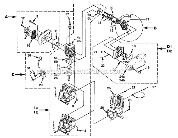 Page B Diagram and Parts List for D730CDV UT-20620 Homelite Trimmer