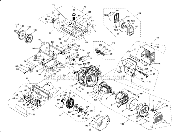 Page A Diagram and Parts List for PS3000  Homelite Generator
