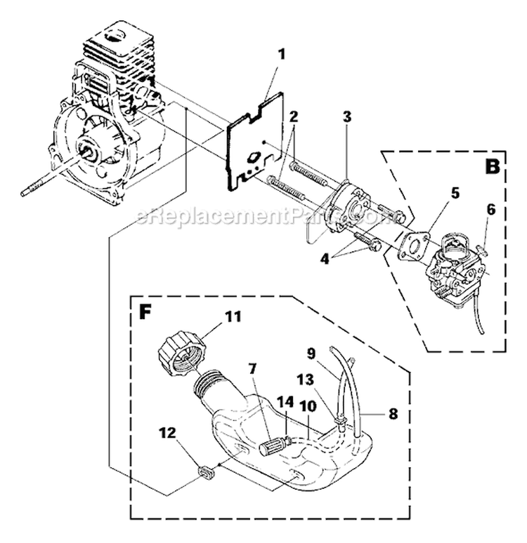 Page C Diagram and Parts List for D825CA UT-20736 Homelite Trimmer