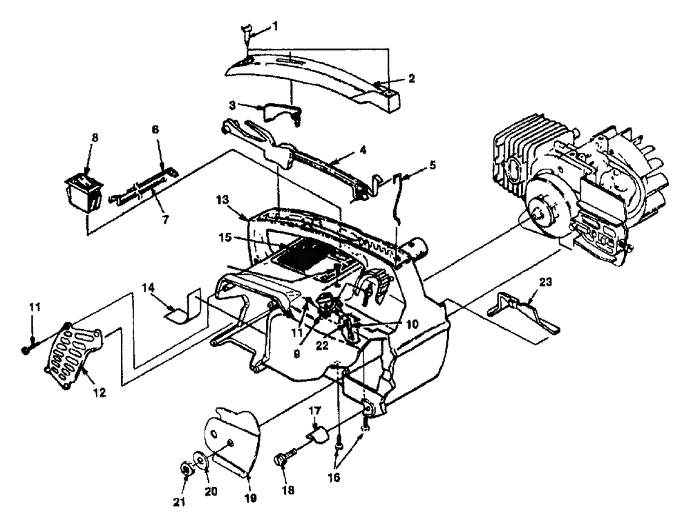 Engine Housing Diagram and Parts List for 192 UT-10729-A Homelite Chainsaw