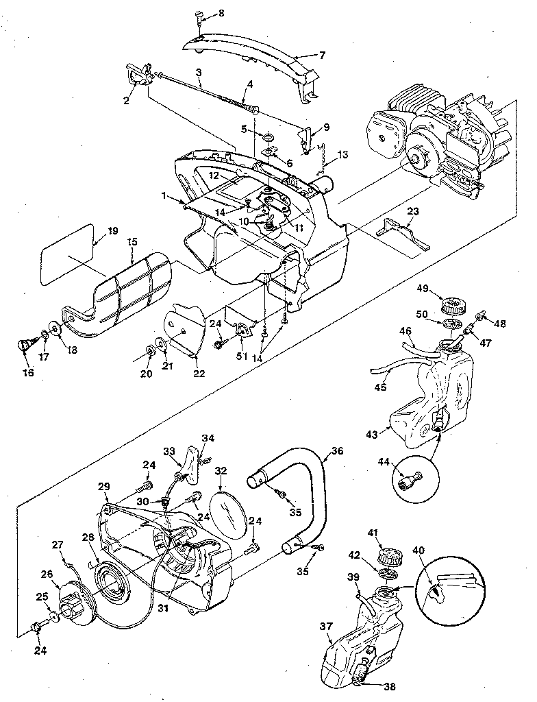 Figure 1 Diagram and Parts List for SUPER2-UT10653  Homelite Chainsaw