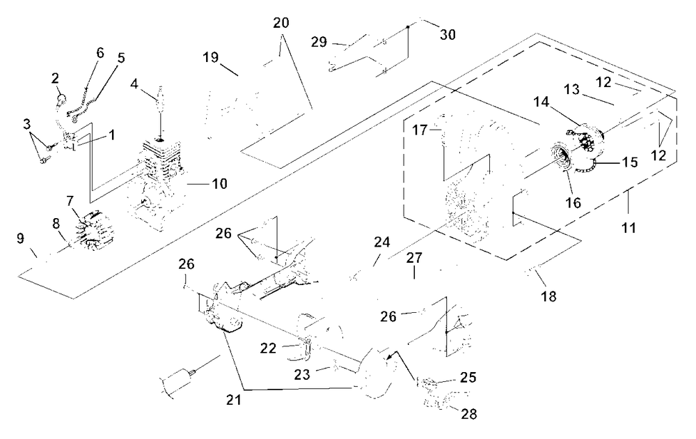 Ignition - Rotor - Starter Diagram and Parts List for ST155ICKD UT-20746 Homelite Trimmer