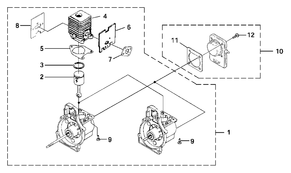 Engine Internal Diagram and Parts List for ST525 UT-15177 Homelite Trimmer