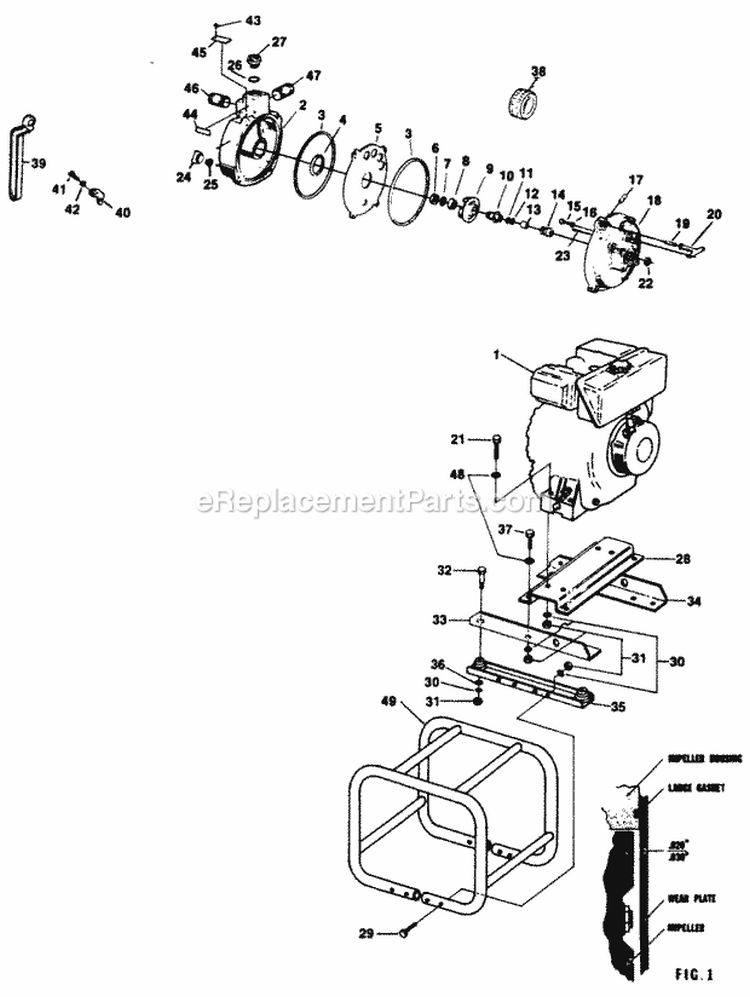 Pump Diagram and Parts List for DTP2 UT-01592 Homelite Water Pump