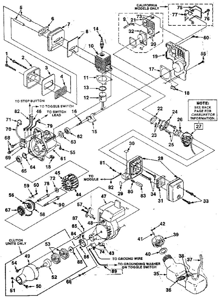 Engine Diagram and Parts List for ST-385  Homelite Trimmer