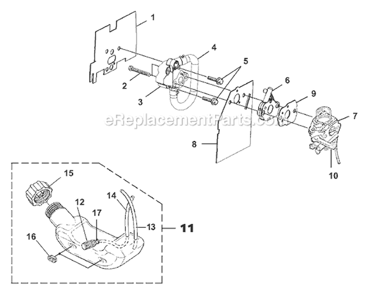 Page B Diagram and Parts List for UT-08130  Homelite Leaf Blower / Vacuum