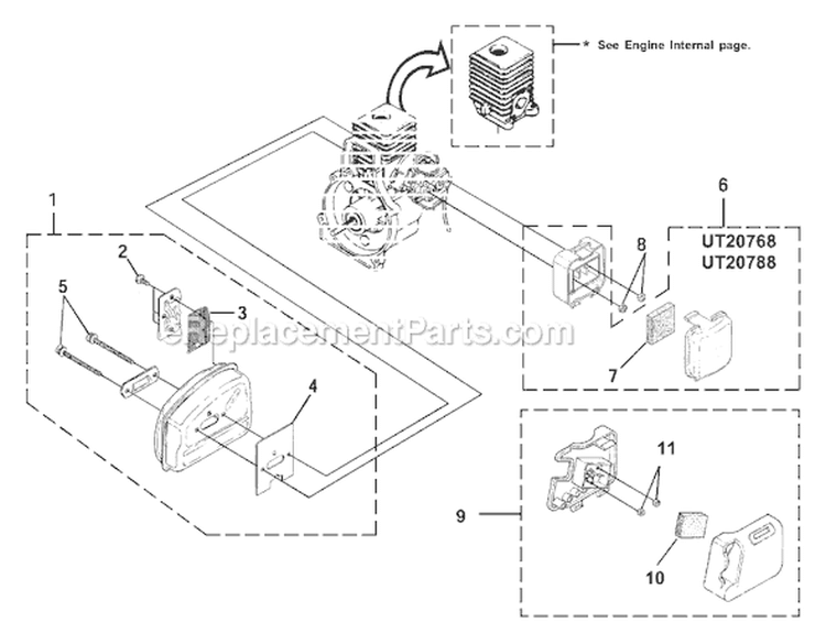 Page D Diagram and Parts List for F2020 UT-20789 Homelite Trimmer