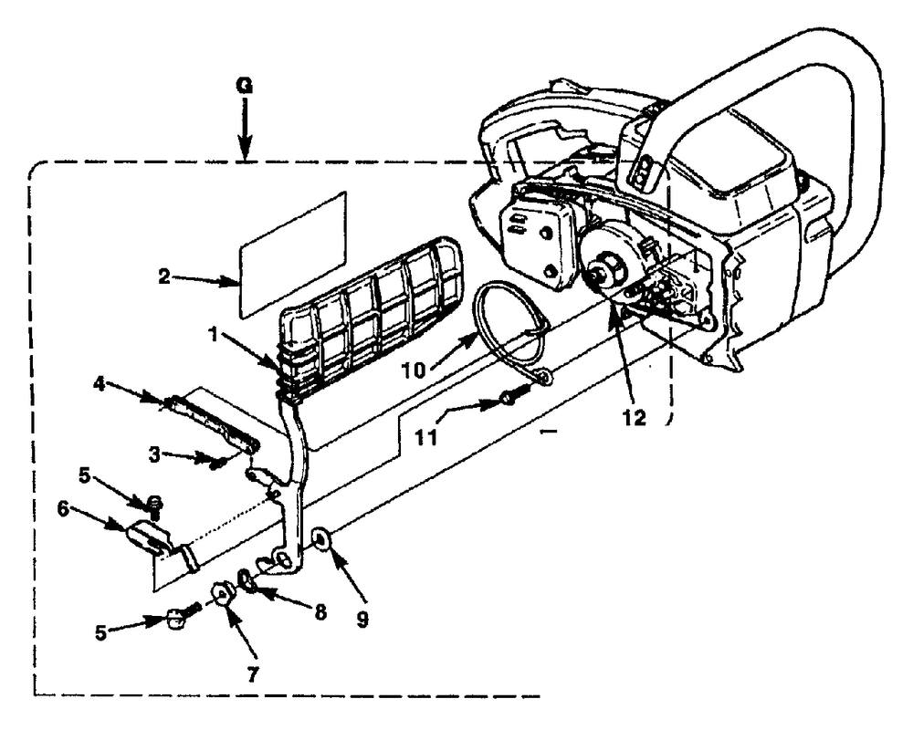 Chain Break Diagram and Parts List for CS3916 UT-10735-R Homelite Chainsaw