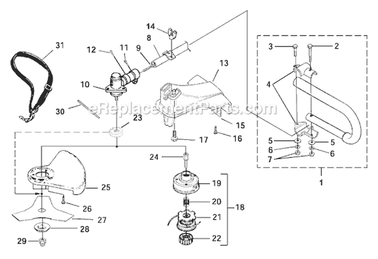 Page E Diagram and Parts List for F3040 UT-15176 Homelite Trimmer