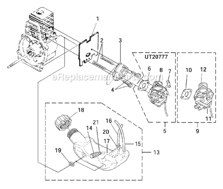 Page A Diagram and Parts List for F3050 UT-15179 Homelite Trimmer