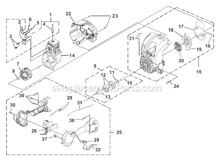 Page C Diagram and Parts List for F3050 UT-15179 Homelite Trimmer