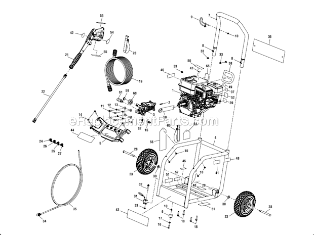 Page A Diagram and Parts List for PS80522  Homelite Pressure Washer