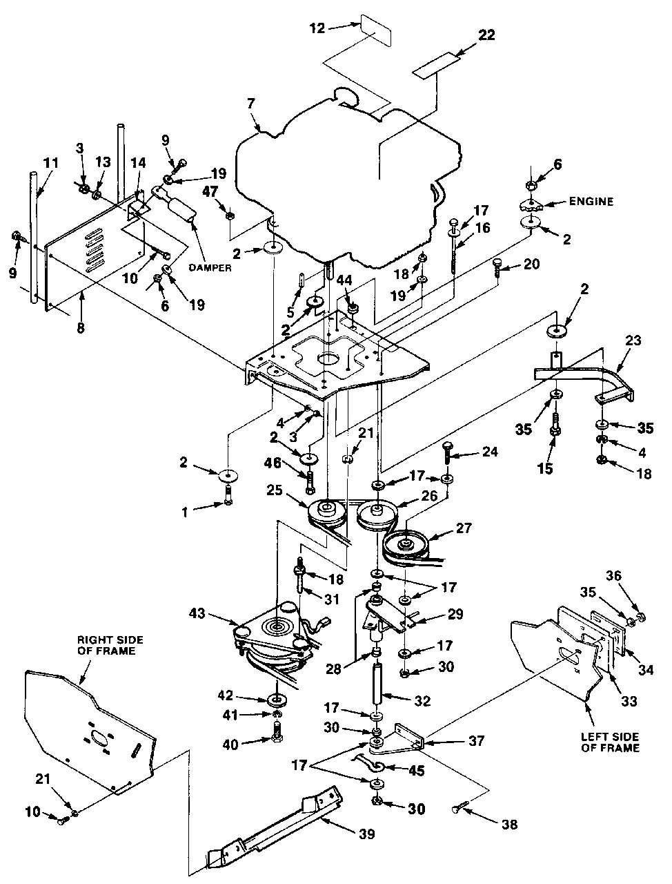 Engine And Drive Diagram and Parts List for HR930E UT-32026 Homelite Lawn Mower