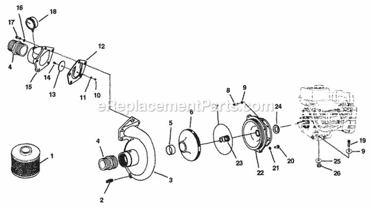 Pump Diagram and Parts List for FP250V UT-01293-D Homelite Water Pump