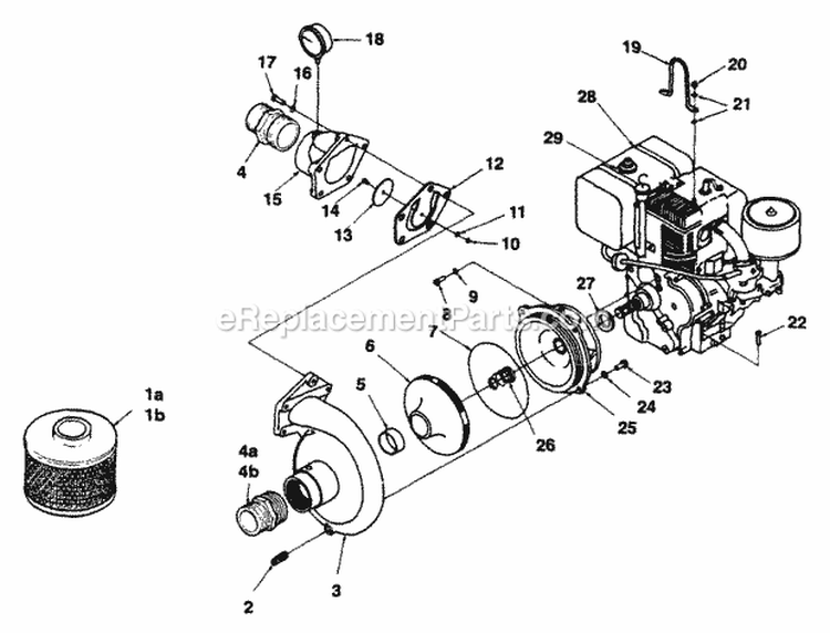 Pump Diagram and Parts List for FP250 UT-01293-C Homelite Water Pump