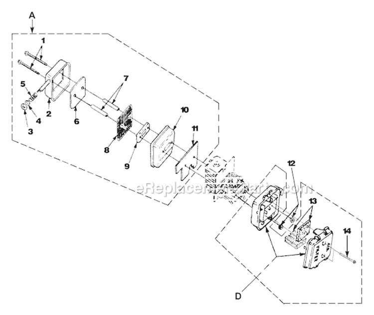 Muffler And Air Cleaner Diagram and Parts List for HB180V UT-08010-E Homelite Leaf Blower / Vacuum