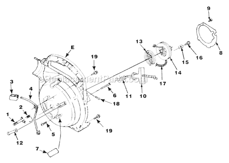 Starter Diagram and Parts List for HB180V UT-08010-E Homelite Leaf Blower / Vacuum