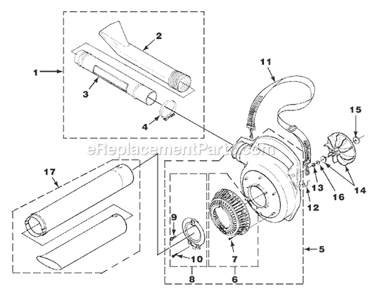 Page G Diagram and Parts List for HB25150V UT-08035-AR Homelite Leaf Blower / Vacuum