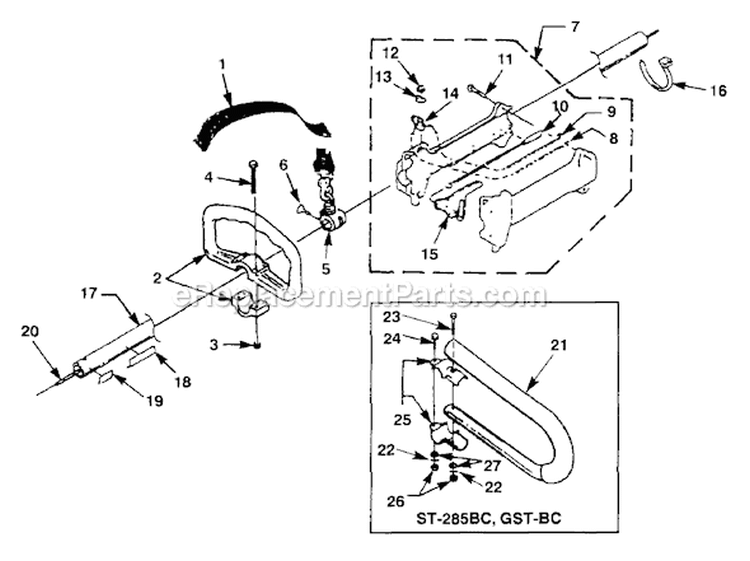 Page A Diagram and Parts List for HBC28 UT-15097 Homelite Trimmer